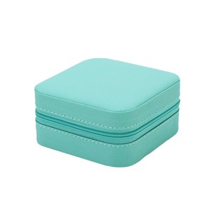 Boîte de rangement à bijoux portable transfrontalière avec fermeture éclair, idéale pour les voyages, en PU, modèle carré tendance - Product Image 5