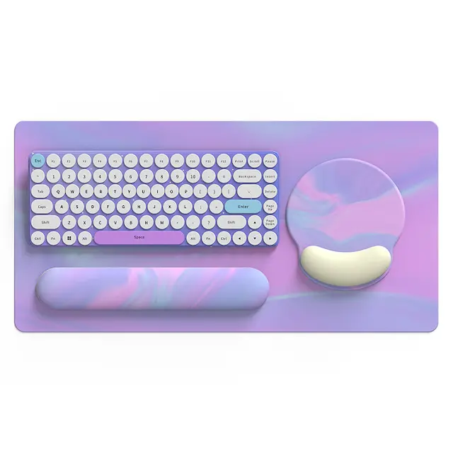 Set alas Mouse game 3 buah, Set alas Mouse Pad besar untuk rumah kantor Keyboard, sandaran pergelangan tangan, Set alas meja