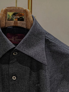 Nuova <span class=keywords><strong>Camicia</strong></span> da Uomo <span class=keywords><strong>su</strong></span> <span class=keywords><strong>Misura</strong></span> in Tessuto di Lana Tinto in Filo con Colletto Italiano, Traspirante e Personalizzabile - Product Image 2