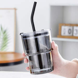 Vaso con Tapa y Pajita para Mezclar Cócteles, Bebidas Frías, Agua con Gas, para Usar en Bares, Restaurantes y Pubs - Product Image 5