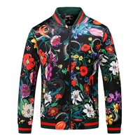 Veste bomber réversible imperméable et respirante de haute qualité pour homme, taille plus, avec fermeture éclair personnalisée, en coton et polyester, motif floral