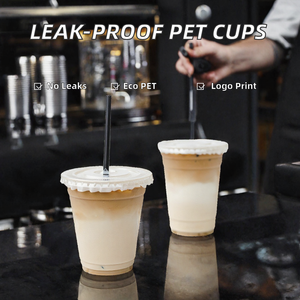 98mm PET Disposable Plastic <b>Cups</b> with Lids Leak Proof Round <b>Cold</b> Drink Coffee Juice Beverage <b>Cups</b> - Product Image 2