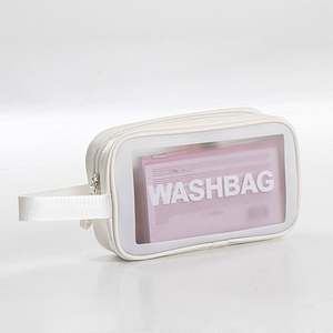 Bolsa de baño de lavado personalizada a la moda, bolsa de maquillaje transparente colorida, bolsa de cosméticos transparente de viaje impermeable Simple - Product Image 4