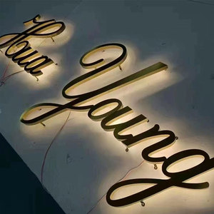 Magasin de fumée personnalisé ouvert logo lettre illuminée extérieur lettres 3d or enseigne lumineuse métal <span class=keywords><strong>bac</strong></span> - Product Image 2