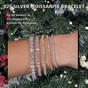 Bracelet Chaîne Tennis en Argent Sterling 925 de Haute Qualité avec Moissanite, 2mm-6.5mm, Style Hip Hop, Passe le Testeur de Diamant - Product Image 3