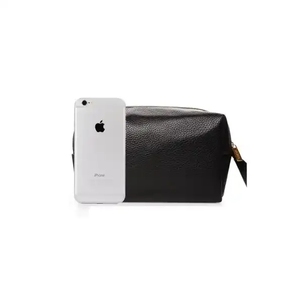 Customised Black <strong>Small</strong> Soft Eco Faux PU <strong>Leather</strong> Makeup Zipper Cosmetic Toilet Shaving Kit Pouch Travel Wash <strong>Bag</strong> for Men - Product Image 4