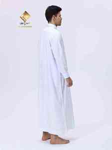 Al Haramain <b>Men's</b> White Cotton <b>Thobe</b> Long Sleeve Floor Length Modest Prayer Wear - Product Image 1