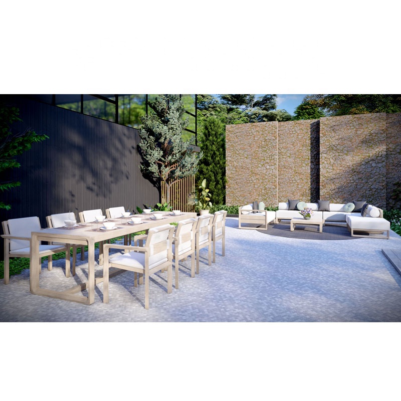 New design luxury hotel patio teak wood outdoor furniture garden dining table and chair