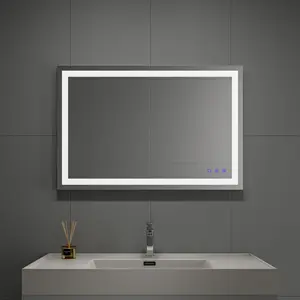 36 X 24 צמוד קיר נגד ערפל מלבני מראה חכמה מסך מגע מודרני אור למעלה ללא מסגרת Led מראת אמבטיה עם אור