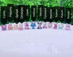 Vente en gros de sculptures de pierres de guérison naturelles en cristal, sculptures de dessins animés en fluorite, Pokémon Pikachu, Bulbasaur - Product Image 2