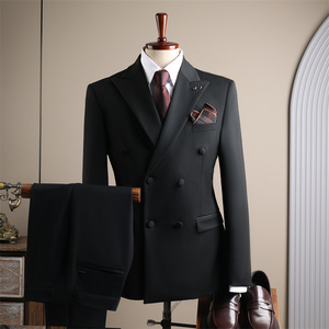 Completo da <span class=keywords><strong>Uomo</strong></span> Stile Coreano Casual per Matrimonio, Doppiopetto, Abbigliamento per Sposo e Testimoni, Design Stampato con Fronte Piatto in Lana Pettinata - Product Image 4