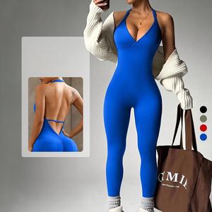 Body da Yoga Monocolore ad Alta Elasticità per Donna, Senza Maniche con Collo all'Americana, Schiena Scoperta, <span class=keywords><strong>Aderente</strong></span> per Sport - Product Image 1