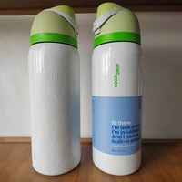 Yeni Stok Cadılar Bayramı Karanlıkta Parlayan Hayalet Spor 32OZ Çevre Dostu Paslanmaz Çelik Vakumlu Yalıtımlı Su Şişesi Kulplu Pipetli