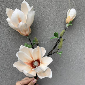 E-593 Vente en gros de fleurs de <span class=keywords><strong>magnolia</strong></span> au toucher réel, 80 cm, faites à la main, respectueuses de l'environnement, décoration de Noël - Product Image 3