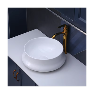 Conception populaire comptoir de salle de bains en céramique sanitaire de lavage à la <span class=keywords><strong>main</strong></span> <span class=keywords><strong>au</strong></span>-<span class=keywords><strong>dessus</strong></span> du comptoir blanc éviers ronds pour la toilette - Product Image 1