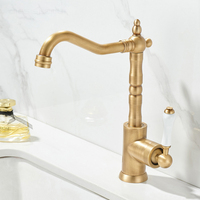 Robinet de lavabo antique français en laiton, monotrou, à monocommande, avec cartouche céramique, rotatif, pour chambre, salle de bain, WC