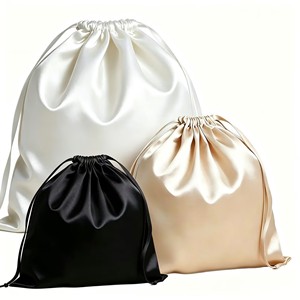 Sac à cordon en satin de soie, pochette cadeau pour bijoux, logo personnalisé, vente en gros, sac anti-poussière en velours et organza, fournisseur de cosmétiques - Product Image 3