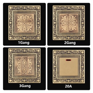 바로크 청동 금속 구리 재료 패널 EU 프랑스 영국 표준 국제 범용 벽 조명 스위치 16A 유럽 소켓 - Product Image 5