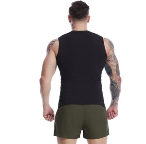 Custom Gym Knitted Sporty Black and White Sleeveless Quick Dry Breathable Running <b>Compressed</b> Workout Tank Top for Men - Product Image 4