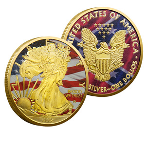 Herdenkingsmunt 2025 Amerikaanse Vrijheidsbeeld gouden zinken legering, UV-geprint, patriottisch, 3D, tweekleurig, verzamelmunt - Product Image 1