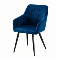 Chaise de salle à manger moderne en velours, prix de gros direct usine, dossier confortable, accoudoirs, pieds en métal, pour hôtel, maison, usage de loisirs