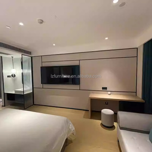Juego de Muebles de Dormitorio Modernos para Hotel de 3 Estrellas, Cama Queen/King de Madera con Cabecera Tapizada, Mesa de Noche, Sofá, Mueble para TV y Armario - Product Image 4