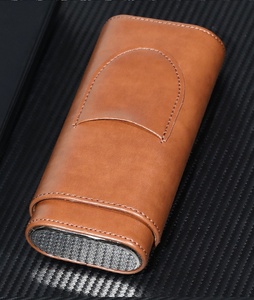 <strong>Classy</strong> 3 Holder Cigar Case Portable Cigar Travel Case Luxury Leather Humidor Cigar Box with <strong>Cutter</strong> - Product Image 6