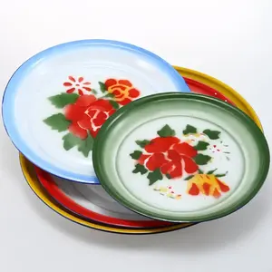 2023 cheap promotion Colorful custom logo enamel round serve tray for dinnerware