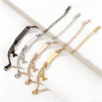 Bracelets à breloques rectangulaires en forme de papillon plaqués or rose tendance en acier inoxydable Ywyougang pour enfants