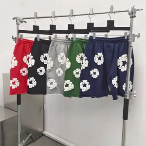 Alta calidad Denim Puff estampado pantalones cortos pantalones de chándal streetwear joogers gimnasio Atlético pantalones cortos de mezclilla pantalón para hombres