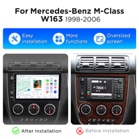 Autoradio sans fil Junsun 9 pouces avec CarPlay et Android Auto pour Mercedes-Benz Classe M (W163) 1997-2005, ventilateur de refroidissement intégré