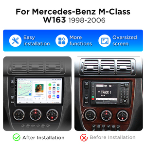 Radio de coche Junsun de 9 pulgadas con CarPlay inalámbrico y Android Auto para Mercedes-Benz Clase M (W163) 1997-2005 con ventilador de refrigeración integrado - Product Image 2