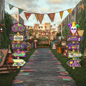 DAMAI Carnival Paper Directional <b>Signs</b> Rectangular Portable Outdoor Indoor Party Decor Props for Mardi Gras Brazil Carnival Cele - Product Image 3