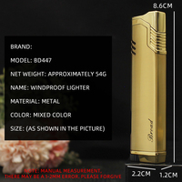 Briquet à jet direct BD447 avec fenêtre visuelle, en métal, personnalisé, au gaz butane, coupe-vent, portable, vente en gros