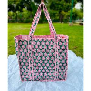 Sac à déjeuner matelassé en coton, imprimé floral abstrait, sac à main, sacs de courses imprimés au bloc, sac de plage, sacs de voyage et sacs fourre-tout à bandoulière - Product Image 1