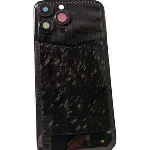 Carcasa de Lujo con Marco de <span class=keywords><strong>Fibra</strong></span> de Carbono Forjada para iPhone 14 Pro Max, Textura Electrochapada Negra, Funda para Teléfono Móvil - Product Image 2
