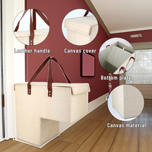 Venta caliente de tela <span class=keywords><strong>escalera</strong></span> cesta plegable <span class=keywords><strong>escalera</strong></span> cesta de almacenamiento con mango de cuero - Product Image 3