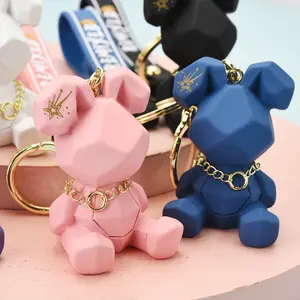 Hot selling resin pink Cartoon plastic rubber anime key chain ring car cute rabbit keychain