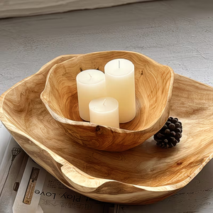 Cuencos nido de madera de teca con forma de flor, irregulares y únicos, para el hogar y la comedor. - Product Image 4