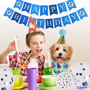 Set de Fiesta de Cumpleaños <span class=keywords><strong>para</strong></span> Perra al por Mayor: Banner Rosa con Estampado de Mascotas, Vestido, Falda, Pañuelo, Corona, Sombrero, Globo y Pastel <span class=keywords><strong>para</strong></span> Perra - Product Image 4