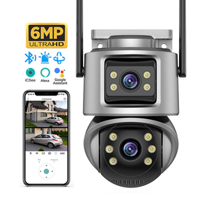 Caméra Dôme CCTV Extérieure Sans Fil Étanche 6MP à Double Objectif, Vision Nocturne Couleur, Suivi Automatique et Alarme Intégrée - Product Image 1