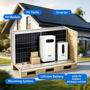 ชุดระบบพลังงานแสงอาทิตย์ครบชุด 12KW 10kva 15kwa พร้อมแบตเตอรี่สำรองไฟบ้าน อินเวอร์เตอร์แบบเชื่อมต่อระบบไฟฟ้าแผงโซลาร์เซลล์แบบโมโน สำหรับฟาร์ม สเตชั่น บ้านพักตากอากาศ - Product Image 1