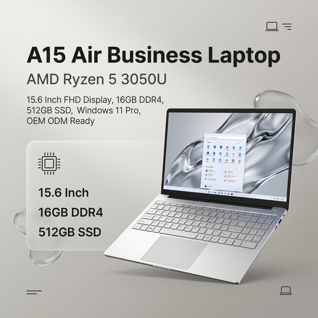 15.6 Inch AMD Commercial Laptop Office Notebook Portable Business Computer FHD Screen OEM Factory Export Vendor Student Laptop