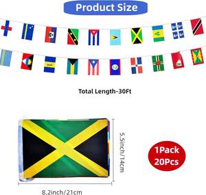 Drapeaux de pays des Caraïbes personnalisés en polyester double face, 20 pièces, fanions de 30 pieds pour le carnaval et les festivals internationaux - Product Image 2