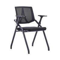 Chaises de bureau exécutives modernes confortables avec roulettes et tablette d'écriture, chaise pliable en maille pour négociations, réunions et formations