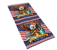 Serviette de plage personnalisée avec logo, motif drapeau USA 250e anniversaire de l'indépendance 1776-2026, sans sable