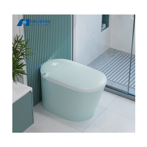HANMEI <strong>Blue</strong> Wc Floor Mounted Intelligent Foam Siphonic Automatic Flush Ceramic Smart <strong>Toilet</strong> - Product Image 1