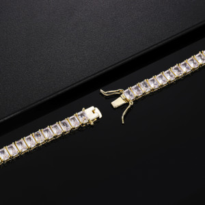 <span class=keywords><strong>Bijoux</strong></span> <span class=keywords><strong>d</strong></span>'<span class=keywords><strong>histoire</strong></span> de la mode CM collier de tennis en diamant plaqué <span class=keywords><strong>or</strong></span> 14 carats personnalisé Cadena De Tenis 5A chaînes baguette en zircone pour femmes - Product Image 3