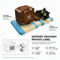 Ensemble de blocs de construction personnalisé 166 pièces LEO Meow Cat, support de téléphone, modèle animal 3D DIY, support mobile, briques MOC STEM, jouet, marque privée