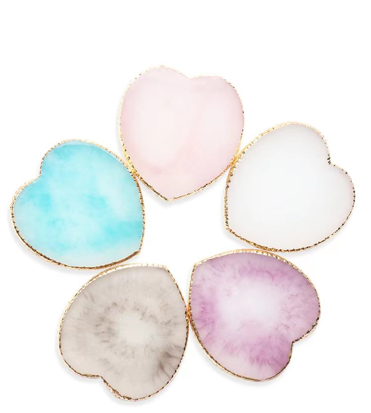 HUAYI белая роза кварц Агат подставка хрустальный камень геод Агат ломтик подставка с золотой отделкой